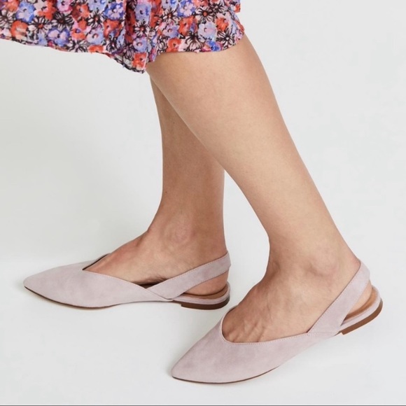 Madewell The Ava Slingback Flat Loafer in Light Pink Soft Suede Leather Flats - Picture 2 of 6
